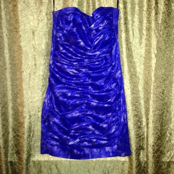 Jessica McClintok Blue Ribbed Dress - Picture 1 of 2